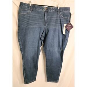 Ava & Viv Blue Denim Jeans 26 "R" Mid-Rise Fitted Hip & Thigh Skinny Dark Wash